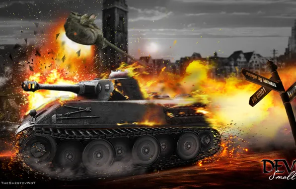 Картинка взрыв, огонь, танк, танки, WoT, World of Tanks, Химмельсдорф, Wargaming.Net