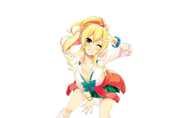 Обои anime, pretty, blonde, japanese, bishojo, seifuku, Hajimete no Gal,Gyaru на телефон и рабочий стол, раздел сёдзё, разрешение 1920x1200 -скачать