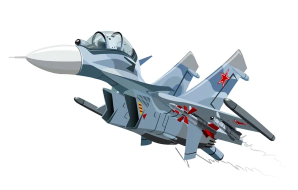 Картинка самолет, истребитель, арт, wallpaper, ВВС, Су-30, ОКБ Сухого, России.