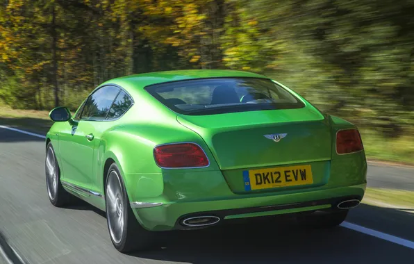 Картинка зеленый, скорость, Bentley, Continental, бентли