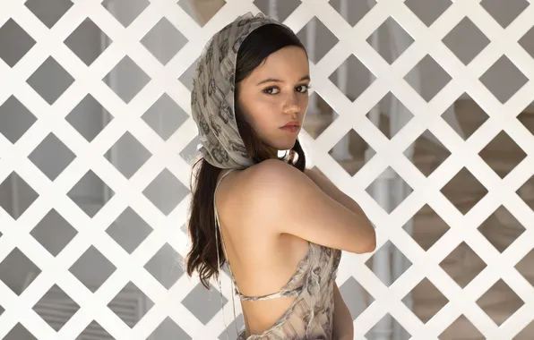 Взгляд, поза, спина, макияж, фигура, актриса, Jenna Ortega, Дженна Ортега