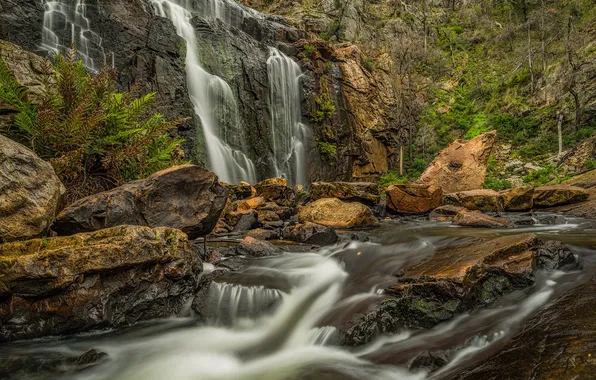Картинка скалы, поток, Виктория, Австралия, водопад Маккензи