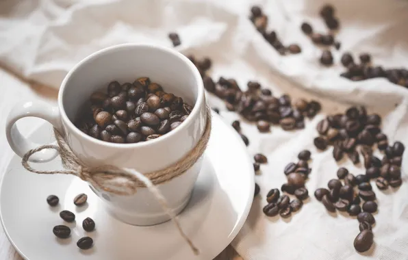 Кофе, чашка, wood, кофейные зёрна, cup, beans, coffee