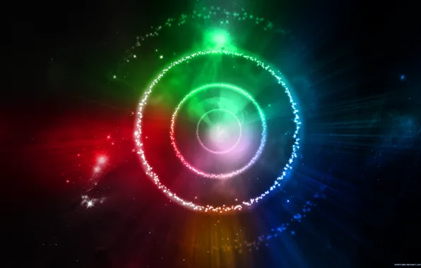 Картинка круги, синий, красный, зеленый, вселенная