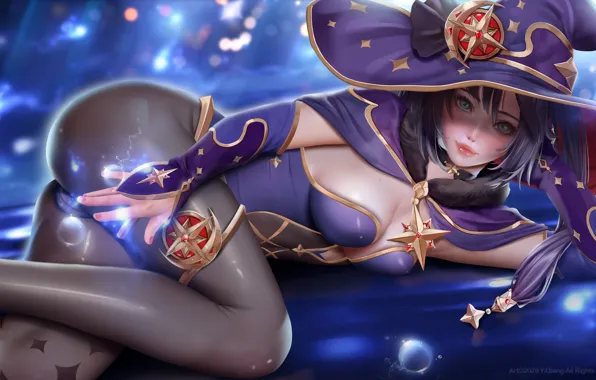 Девушка, Genshin Impact, Mona Megistus, астролог, Genshin: Dengeki Comic Anthology, Yuanshen: Hai Dengjie CM Duanpian …