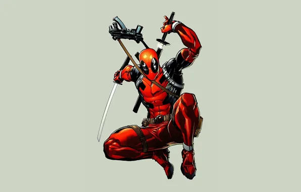 Красный, Deadpool, Дэдпул, катаны, comics, MARVEL, Уэйд Уилсон