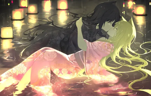 Поцелуй, аниме, арт, Konohana Kitan