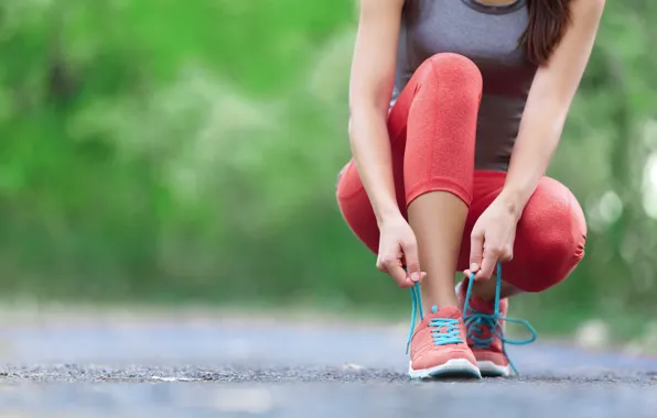 Physical activity, runner, runner tying shoes