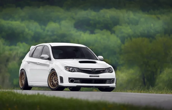 Картинка Subaru, Impreza, WRX, STI, White, Road