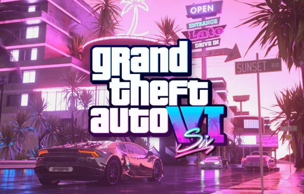 Игра, логотип, Logo, video game, Grand Theft Auto, Rockstar Games, GTA VI, action-adventure