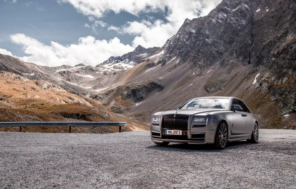 Картинка горы, фото, тюнинг, серебристый, Rolls-Royce, автомобиль, роскошный, Spofec