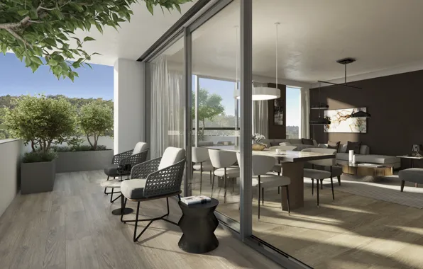 Villa, balcony, living space