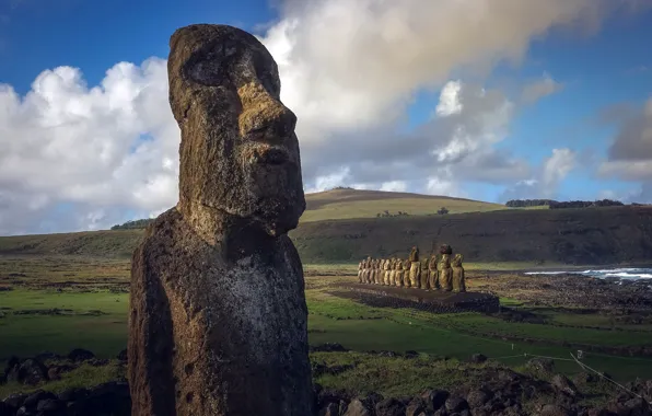 Картинка Chile, Easter Island, Ahu Tongariki