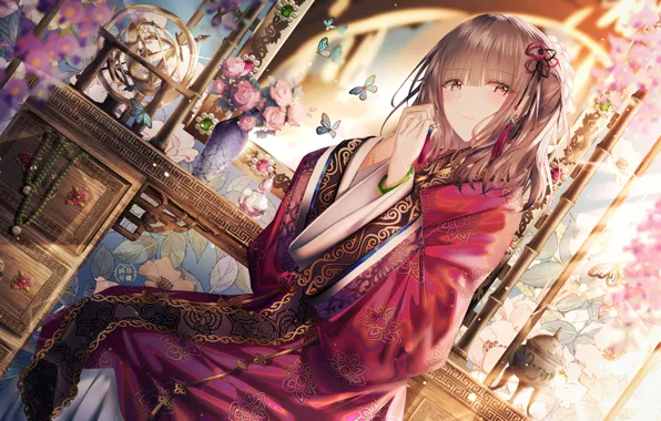 Девушка, арт, Chinese Dress