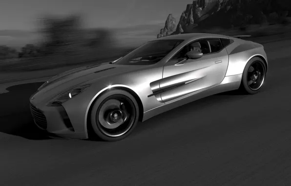 Aston Martin, Speed, Game, Black White, Filter, One 77, Xbox One X, Forza Horizon 4