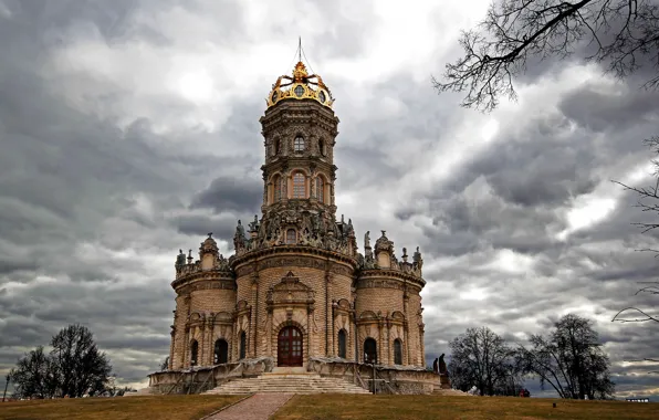 Облака, город, фото, собор, храм, Россия, Подольск, монастыри