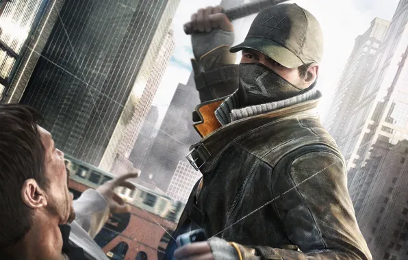 Город, дома, удар, кепка, взмах, Ubisoft, палка, WATCH DOGS