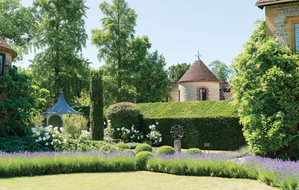 Цветы, замок, сад, Великобритания, строения, United Kingdom, Oxfordshire, Luxury Hotel