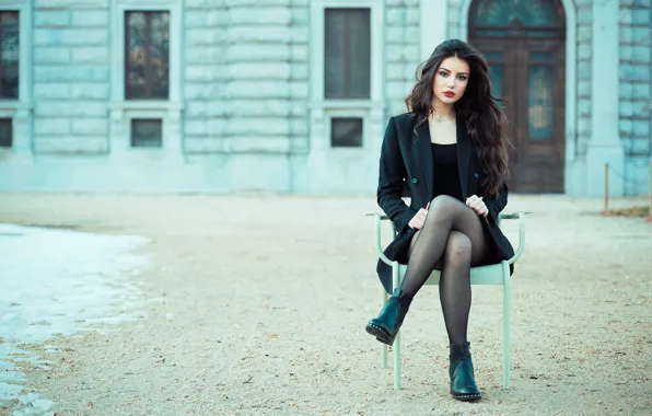 Лицо, волосы, красавица, сидит, Ester