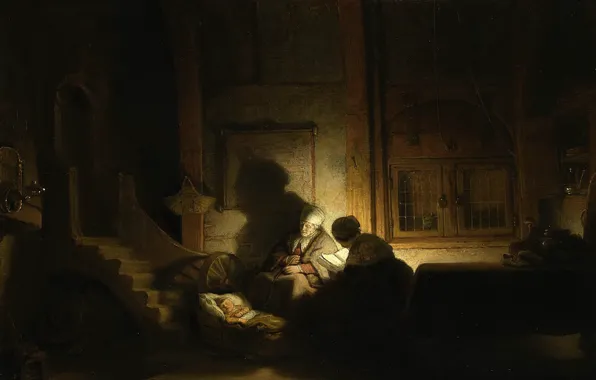 Картинка картина, мифология, Рембрандт ван Рейн, Святое Семейство