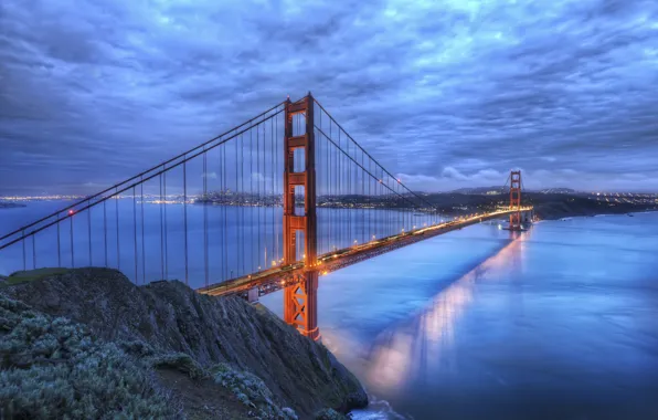 Картинка мост, река, золотые ворота, калифорния, сан-франциско