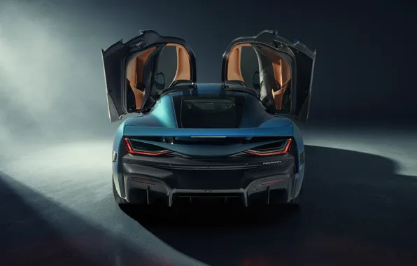 Картинка Rimac, rear view, doors up, Rimac Nevera, Nevera