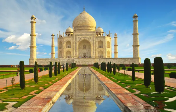Картинка замок, Индия, памятник, храм, Taj Mahal, Тадж Махал, Agra, India