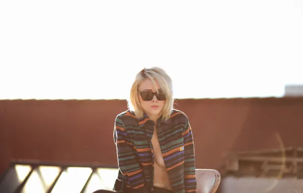 Girl, woman, model, chair, blonde, female, Alysha Nett, tit