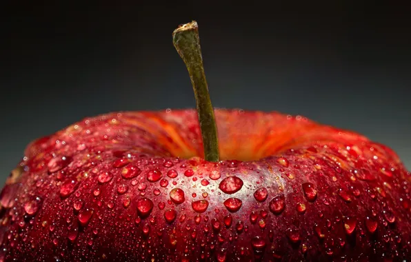 Картинка Apple, Macro, Food, Water droplets, Closeup Photography