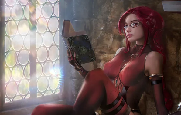 Girl, character, red hair, art, book, artwork, DemonLordDante