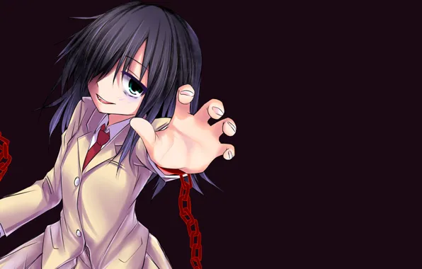 Девушка, фон, цепь, школьная форма, WataMote, Watashi ga motenai no wa dou kangaetemo omaera ga …