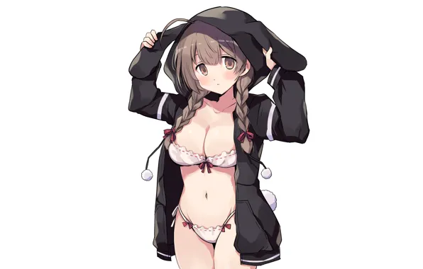 Girl, sexy, lingerie, pantsu, bra, cleavage, panties, long hair