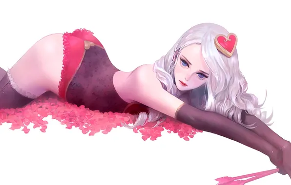 Девушка, игра, арт, костюм, перчатки, хвостик, League of Legends