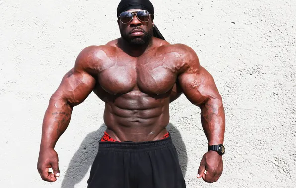 Поза, часы, очки, бандана, muscle, мышцы, пресс, бодибилдер
