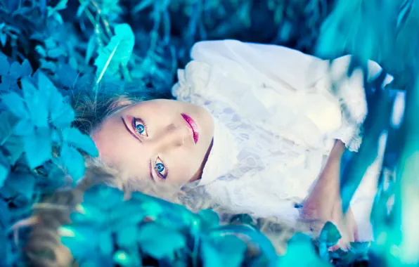 Картинка взгляд, листья, модель, цвет