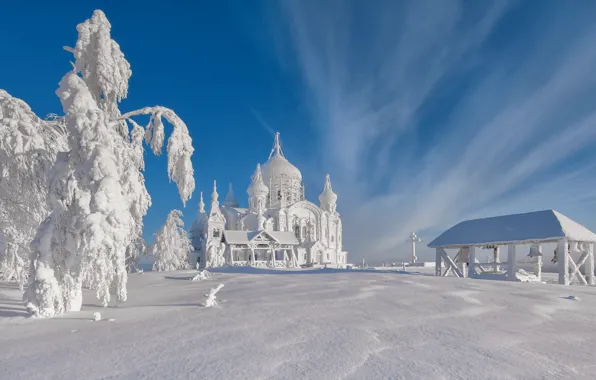 Картинка зима, снег, белогорский монастырь