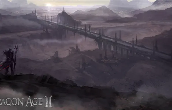 Картинка мост, Conceptart, Dragon Age 2, земли