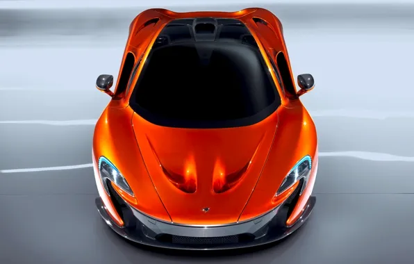 McLaren, Авто, Машина, Оранжевый, Капот, Автомобиль, Вид сверху, Суперкар