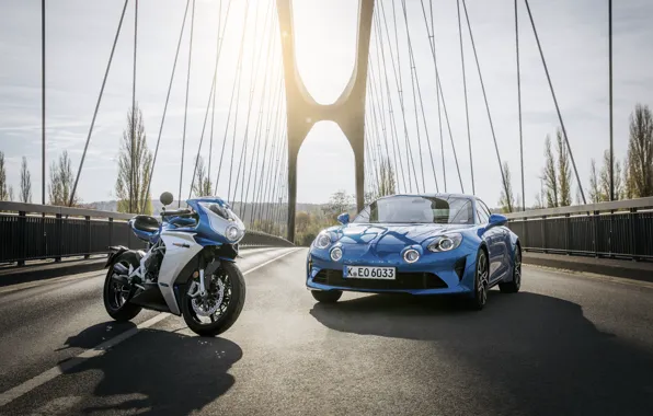 Sky, bridge, sun, MV Agusta, Superveloce, MV Agusta Superveloce Alpine