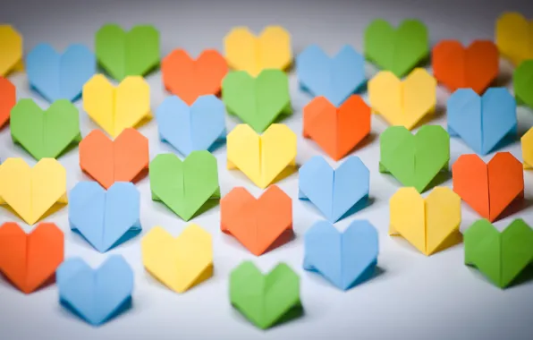 Фон, обои, настроения, цветные, сердечки, love, разное, оригами