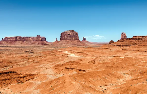 Картинка песок, небо, горы, пустыня, долина, Аризона, Юта, USA