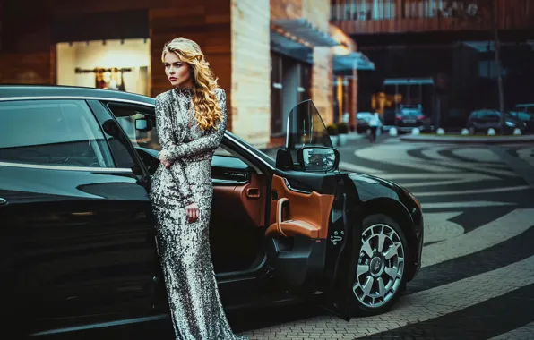 Картинка машина, город, модель, Москва, Maserati Quattroporte, Настя