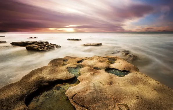 Море, пейзаж, закат