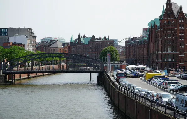 Картинка Мост, Река, Германия, Гамбург, Bridge, Germany, River, Hamburg