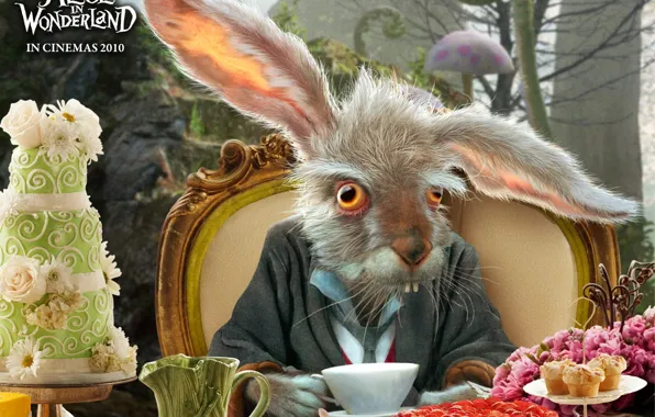 Картинка кролик, Алиса в стране чудес, застолье