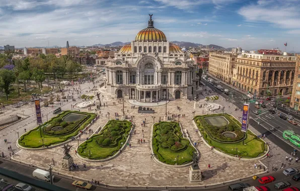 Здания, площадь, Мексика, Мехико