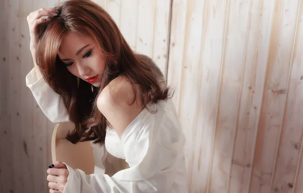Девушка, лицо, стиль, фон, макияж, азиатка, красотка