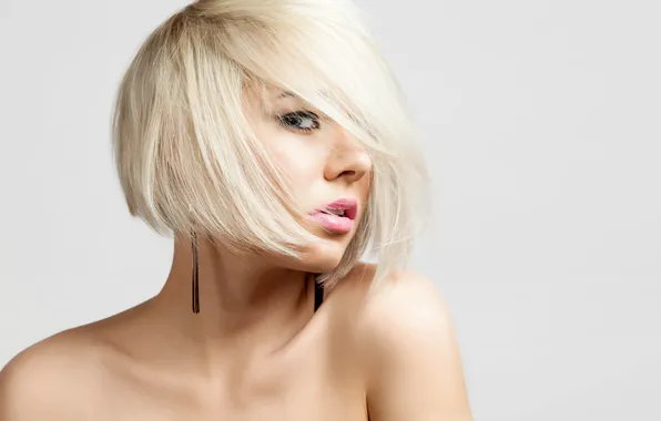 Blonde, makeup, haircut
