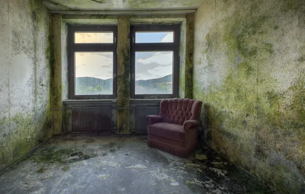 Комната, кресло, окно
