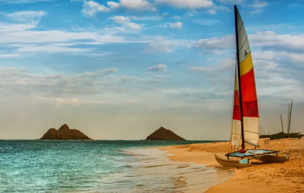 USA, beach, sky, sea, ocean, landscape, Hawaii, nature